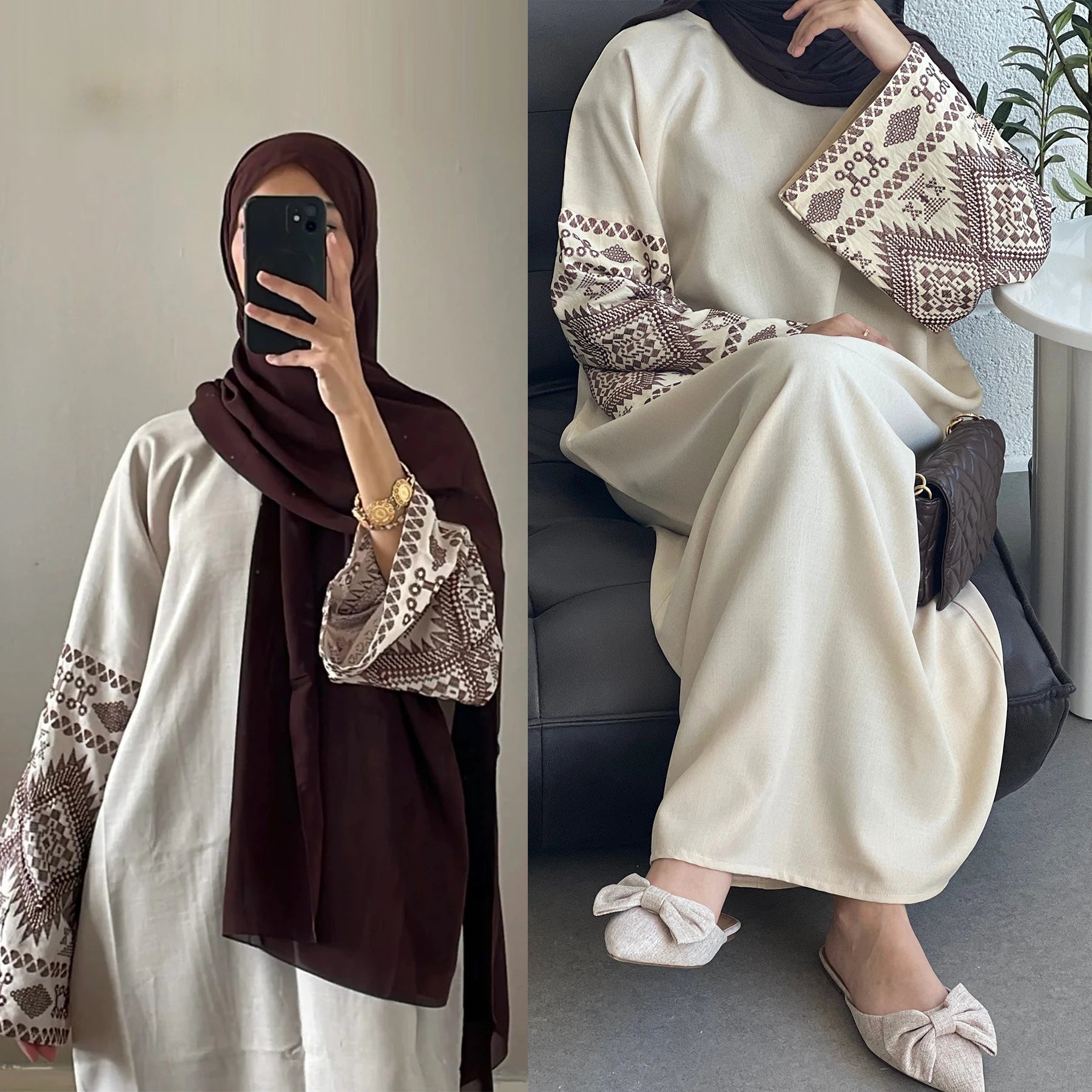 Abaya Kaftan Imprimé Bohème – Élégance et Confort Chic