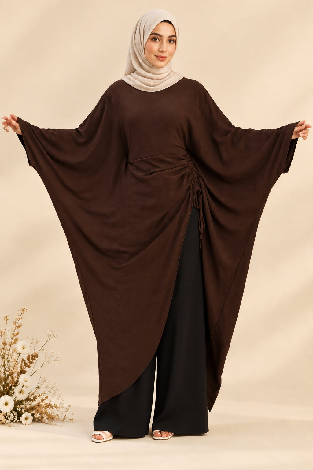 Abaya Femme Longue à Manches Chauve-Souris – Coupe Fluide