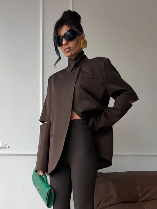 Blazer Femme à Col Montant