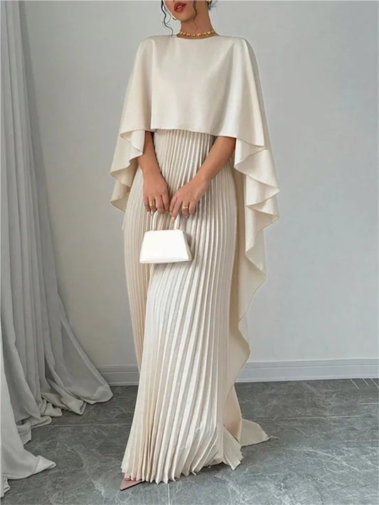 Ensemble 2 Pièces Femme Élégant – Haut Manches Cape & Jupe Plissée