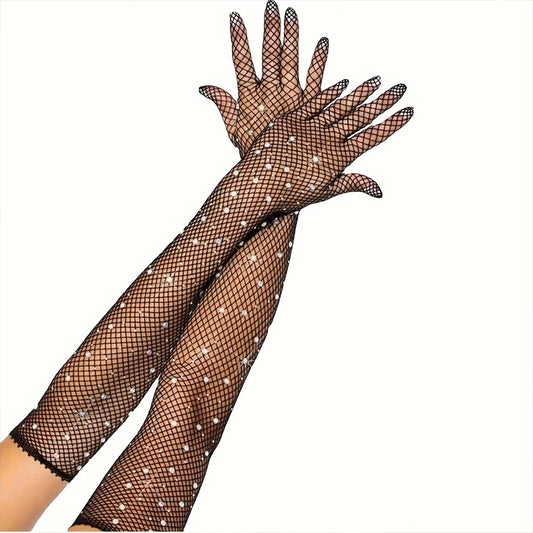Gants Longs Femme en Maille Pailletée – Élégance et Brillance