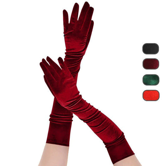 Gants Longs Velours – Élégance Glamour 