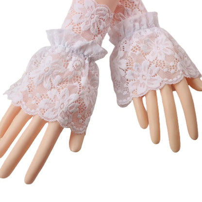 Gants Courts en Dentelle Noire – Volants Élégants & Détails Romantiques