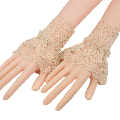 Gants Courts en Dentelle Noire – Volants Élégants & Détails Romantiques