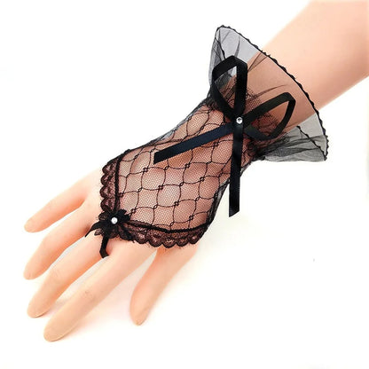 Gants Courts en Tulle avec Nœud – Élégance Romantique
