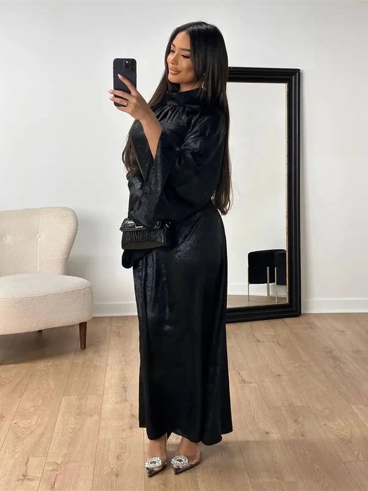 Abaya Femme Kaftan Satin Luxe – Fluidité & Brillance Élégante