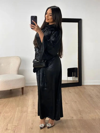 Abaya Femme Kaftan Satin Luxe – Fluidité & Brillance Élégante