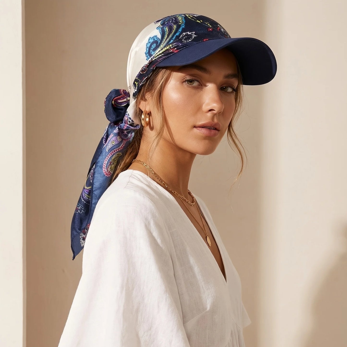 Foulard Femme avec Casquette Intégrée – Protection Solaire UV & Bonnet à Nouer