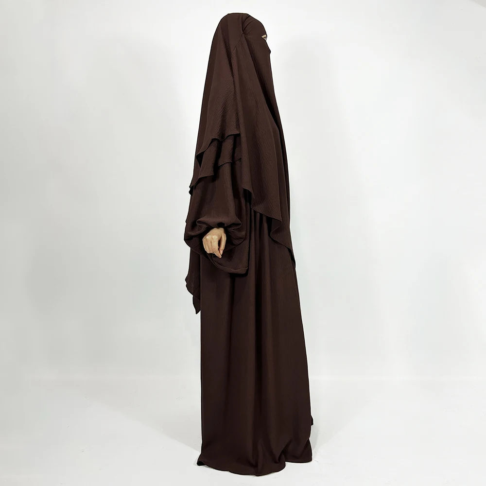 Abaya Femme  Hijab Jazz Complet – Ensemble Élégant et Fluide pour un Look Raffiné