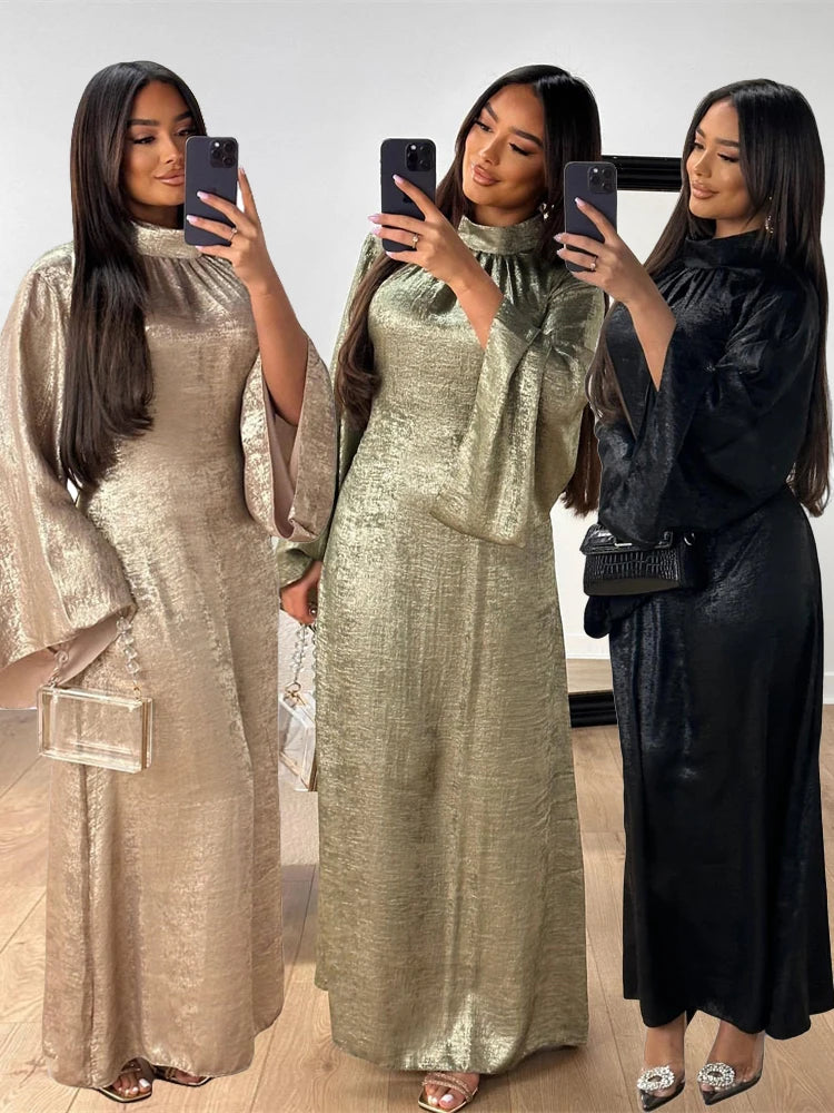 Abaya Femme Kaftan Satin Luxe – Fluidité & Brillance Élégante
