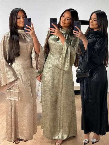 Abaya Femme Kaftan Satin Luxe – Fluidité & Brillance Élégante