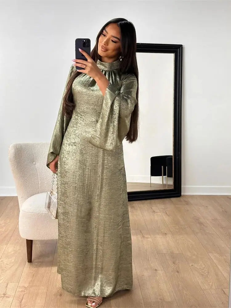 Abaya Femme Kaftan Satin Luxe – Fluidité & Brillance Élégante