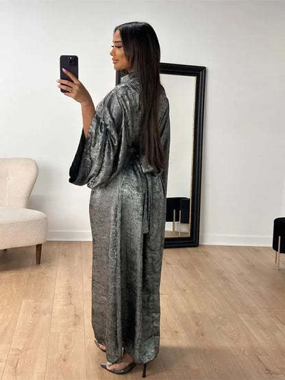 Abaya Femme Kaftan Satin Luxe – Fluidité & Brillance Élégante