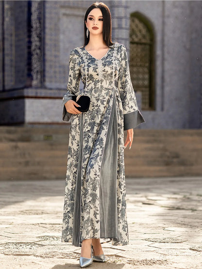 Abaya Femme Longue Élégante – Tissu Fluide et Imprimé Raffiné