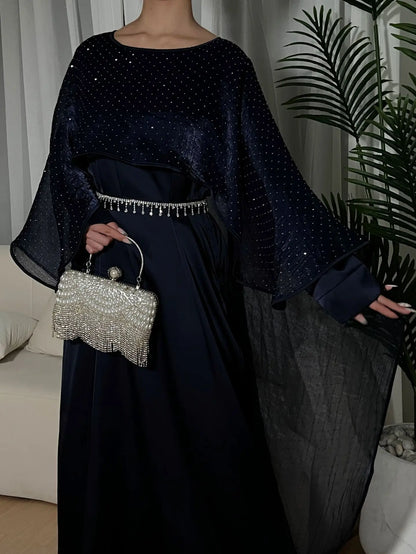 Abaya Femme Papillon Luxe – Élégance Fluide & Détails Brillants
