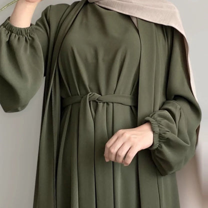Abaya Femme Cardigan 2 Pièces – Élégance Polyvalente et Confort Absolu