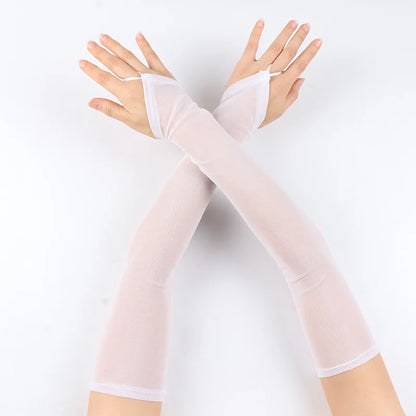 Manchons Longs en Tulle Transparent – Élégance et Légèreté