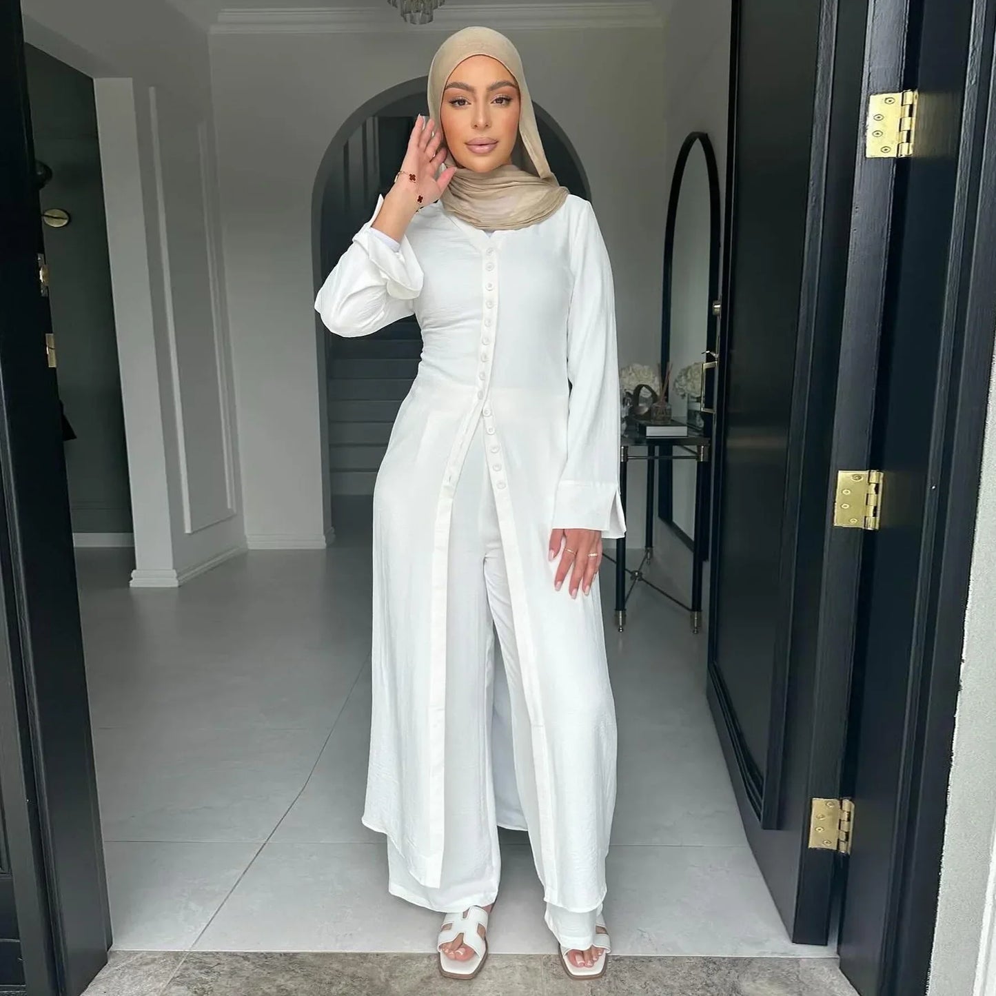 Ensemble Femme 2 Pièces Modeste – Haut Long & Pantalon Fluide