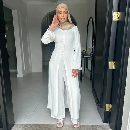 Ensemble Femme 2 Pièces Modeste – Haut Long & Pantalon Fluide