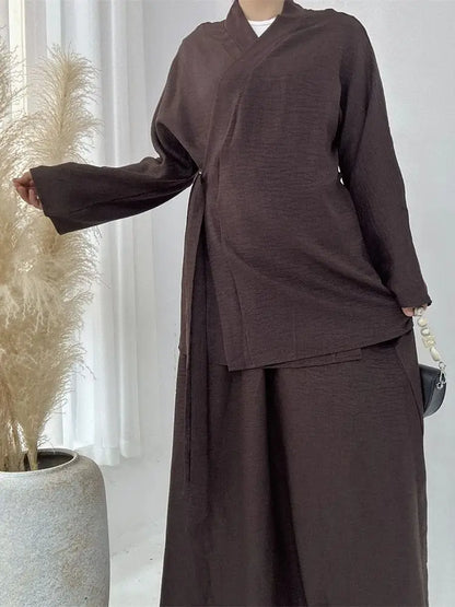Abaya Femme 2 Pièces Élégance – Ensemble Fluide & Chic