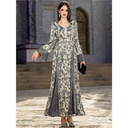 Abaya Femme Longue Élégante – Tissu Fluide et Imprimé Raffiné