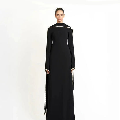 Robe Longue Femme Élégante à Manches Papillon