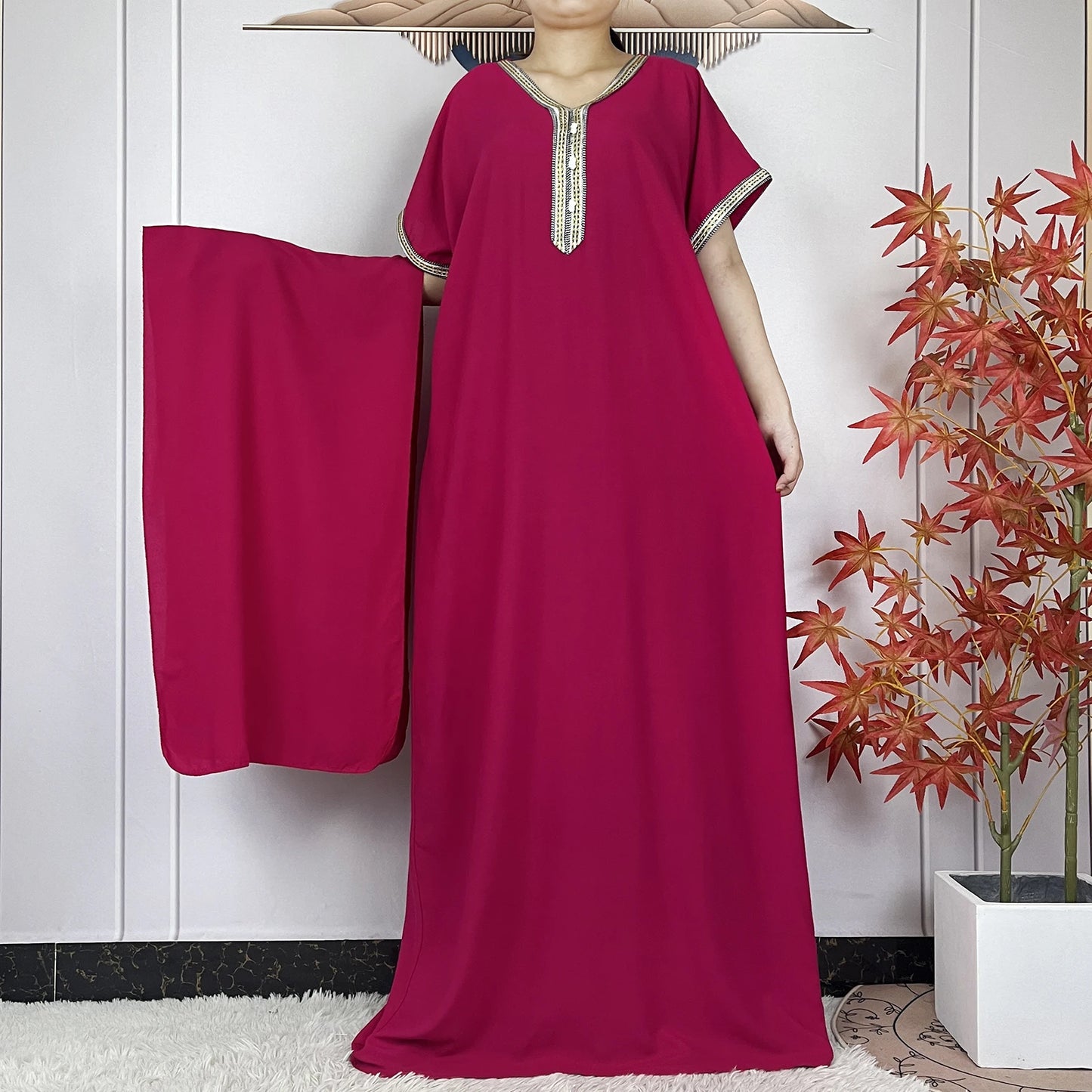 Kaftan Femme Traditionnel  – Élégance Modeste & Détails Sublimes