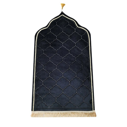 Tapis de Prière Premium – Velours Noir avec Finitions Dorées