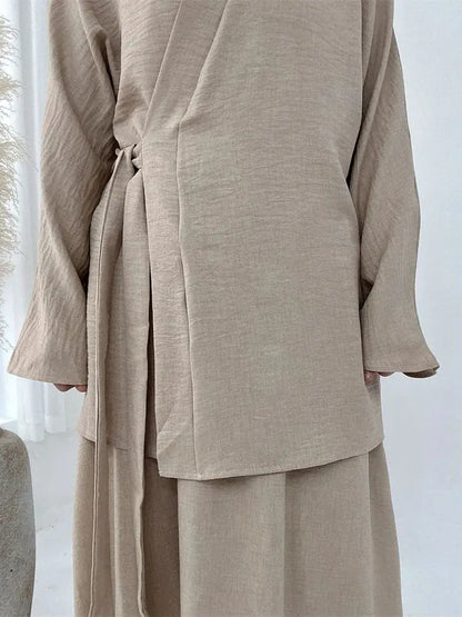 Abaya Femme 2 Pièces Élégance – Ensemble Fluide & Chic