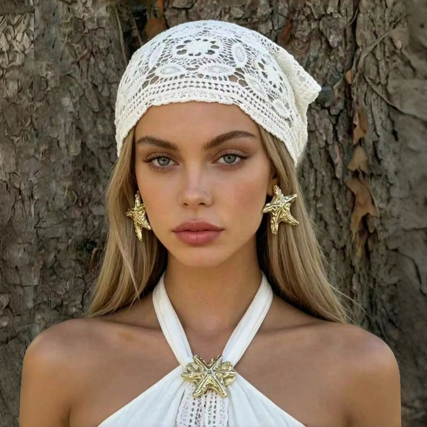 Foulard Bohème Fleuri en Maille et Dentelle au Crochet pour Femme