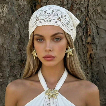 Foulard Bohème Fleuri en Maille et Dentelle au Crochet pour Femme