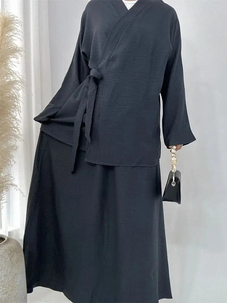 Abaya Femme 2 Pièces Élégance – Ensemble Fluide & Chic