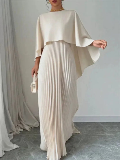 Ensemble 2 Pièces Femme Élégant – Haut Manches Cape & Jupe Plissée