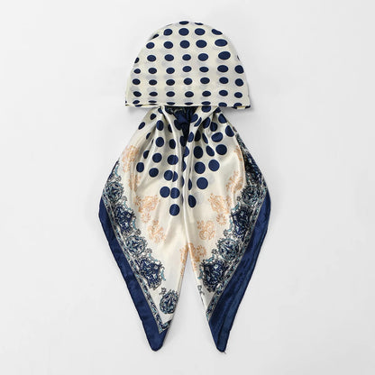 Foulard Hijab en Satin de Soie Imprimé pour Femme – Élégance & Confort