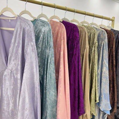 Abaya Femme Kimono Kaftan de Luxe – Élégance Satinée et Style Raffiné