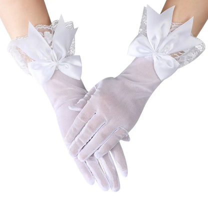 Gants Élégants avec Nœud et Dentelle