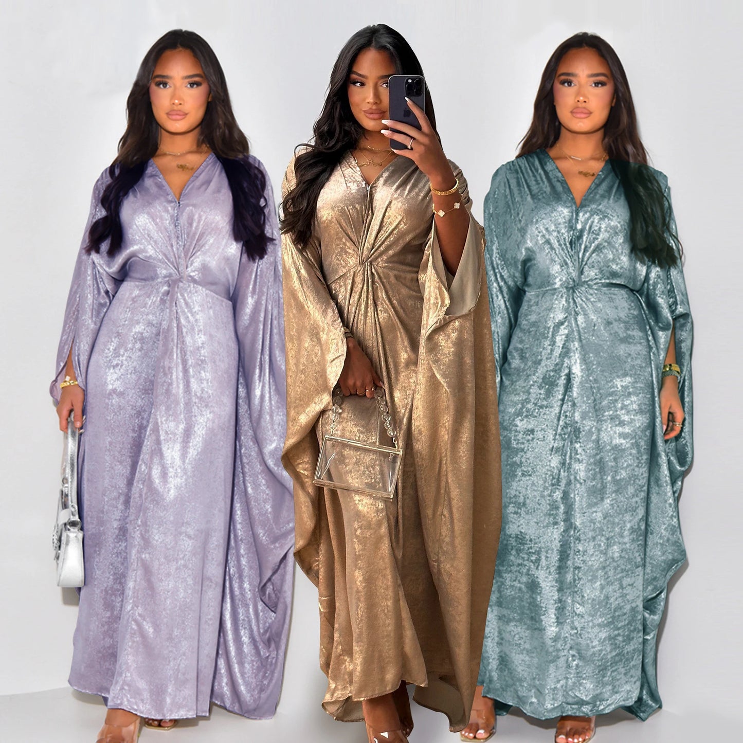 Abaya Femme Kimono Kaftan de Luxe – Élégance Satinée et Style Raffiné