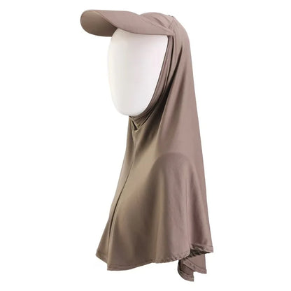 Hijab Uni avec Visière Intégrée – Sous-Foulard Extensible Femme