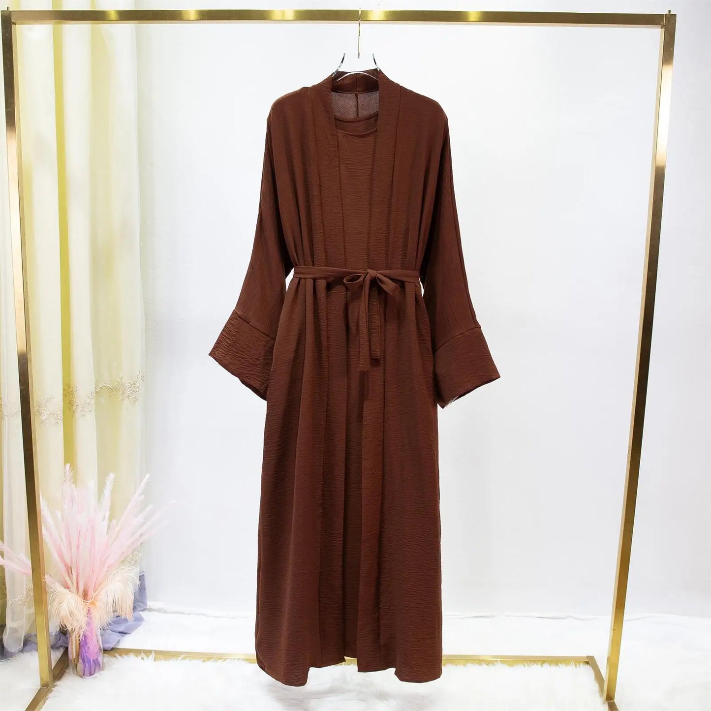 Abaya Femme Cardigan 2 Pièces avec Poches – Élégance et Praticité