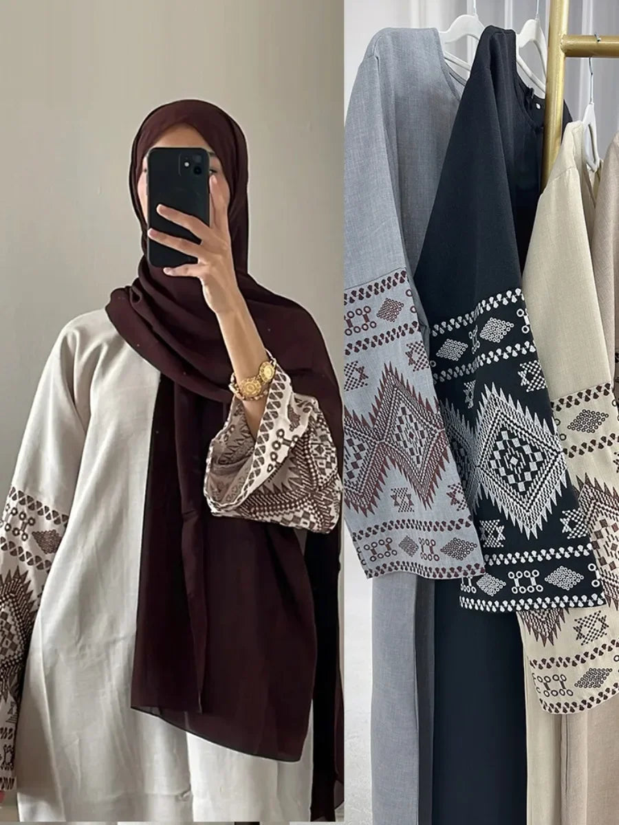Abaya Femme Kaftan Imprimé Bohème – Élégance et Confort Chic