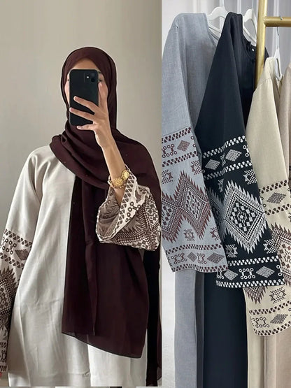 Abaya Femme Kaftan Imprimé Bohème – Élégance et Confort Chic