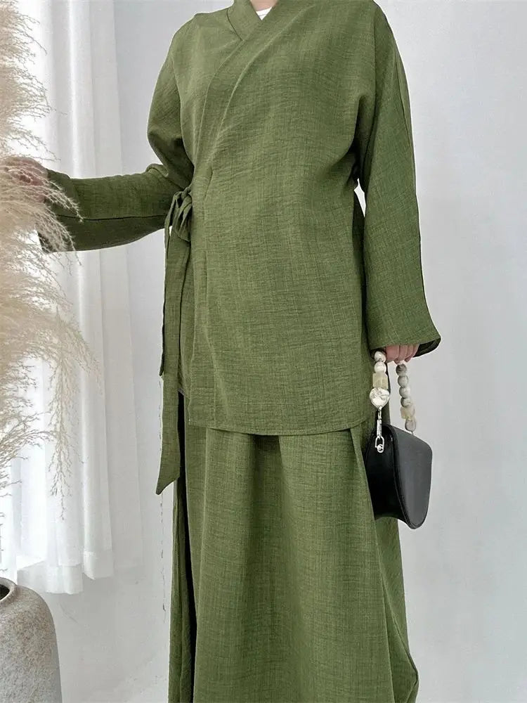 Abaya Femme 2 Pièces Élégance – Ensemble Fluide & Chic