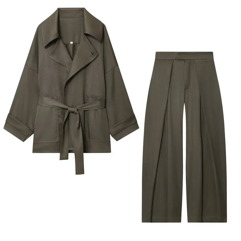 Ensemble Pantalon Femme – Veste à Revers Coupe Ample