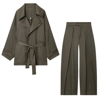 Ensemble Pantalon Femme – Veste à Revers Coupe Ample