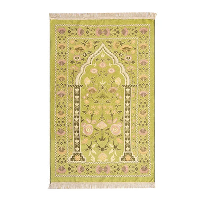 Tapis de Prière Floral en Velours –  Motifs Brodés