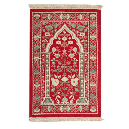 Tapis de Prière Floral en Velours –  Motifs Brodés
