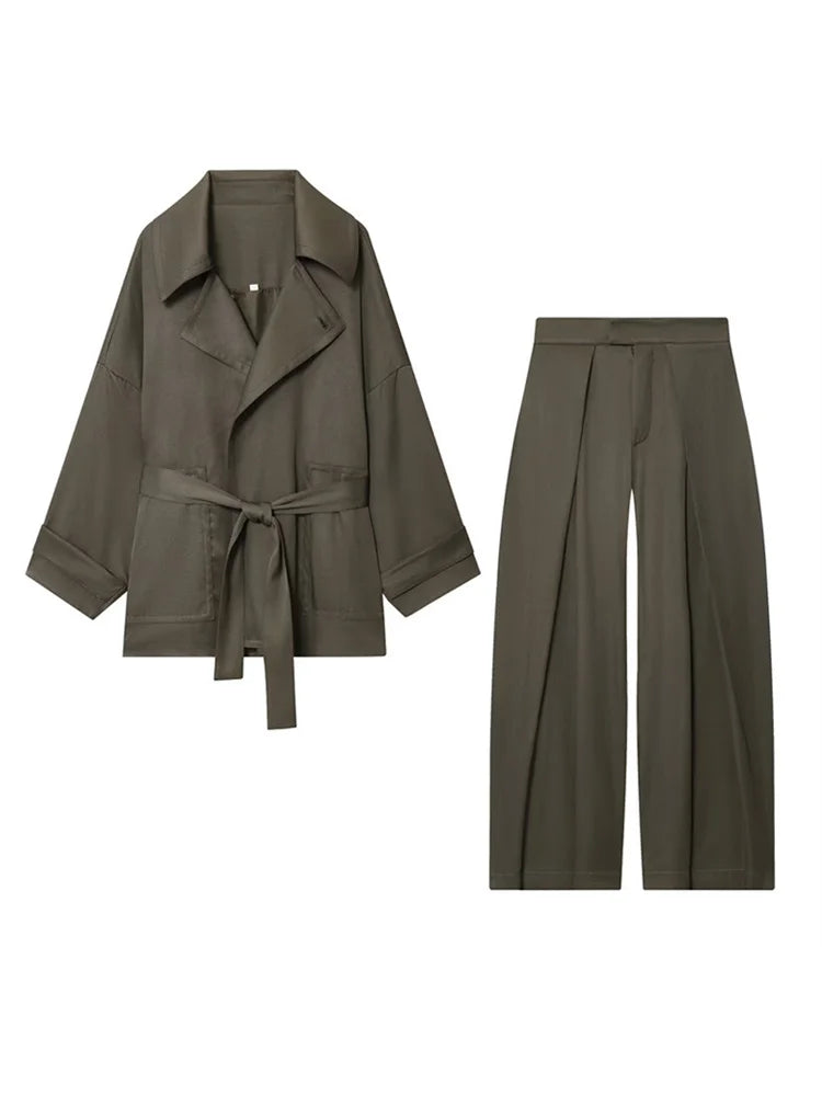 Ensemble Pantalon Femme – Veste à Revers Coupe Ample